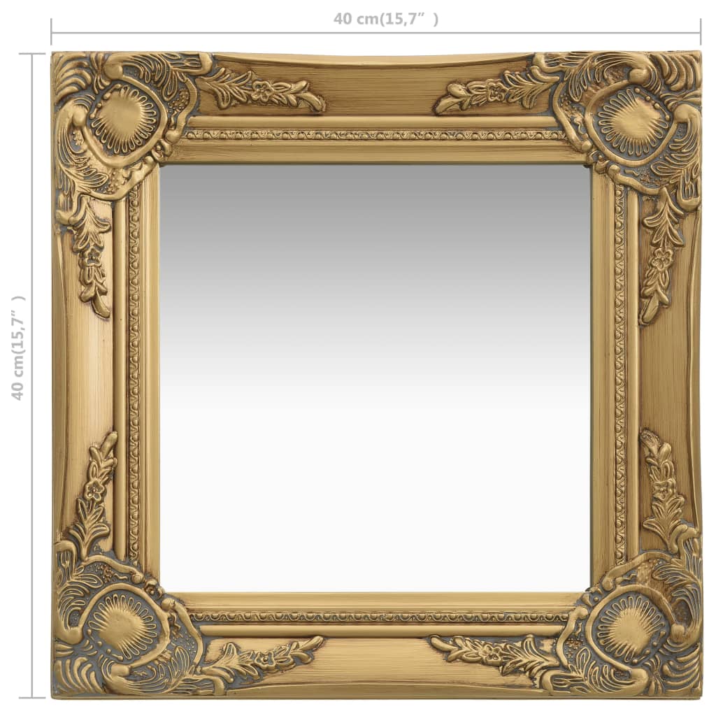 320305 vidaXL Wall Mirror Baroque Style 40x40 cm Gold