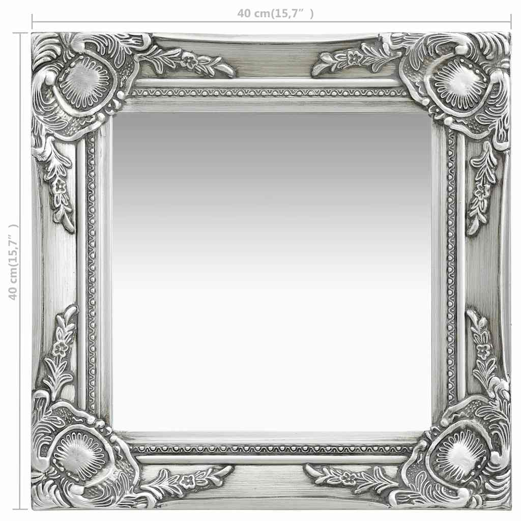 320306 vidaXL Wall Mirror Baroque Style 40x40 cm Silver