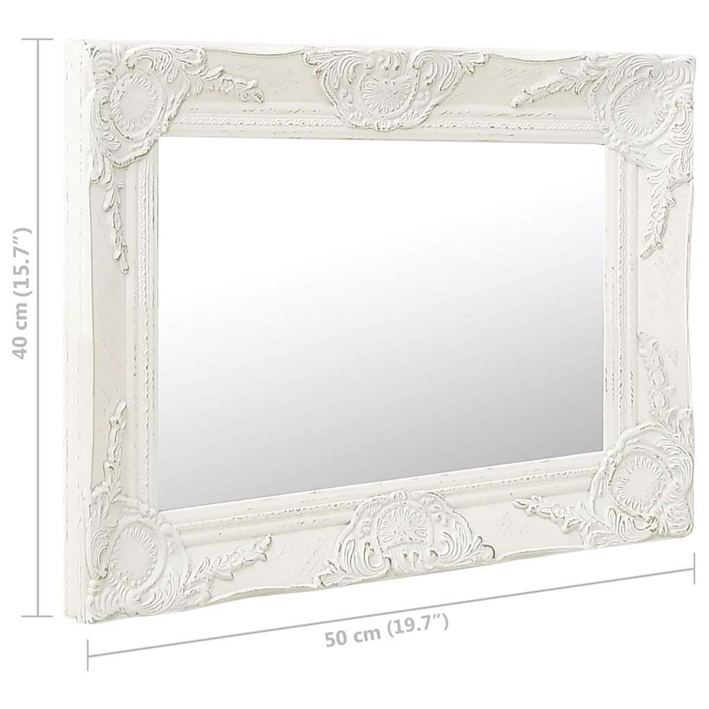 320308 vidaXL Wall Mirror Baroque Style 50x40 cm White