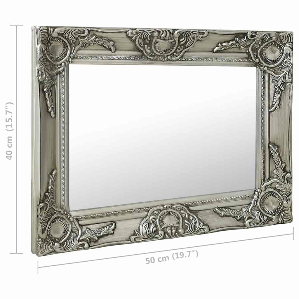 320310 vidaXL Wall Mirror Baroque Style 50x40 cm Silver