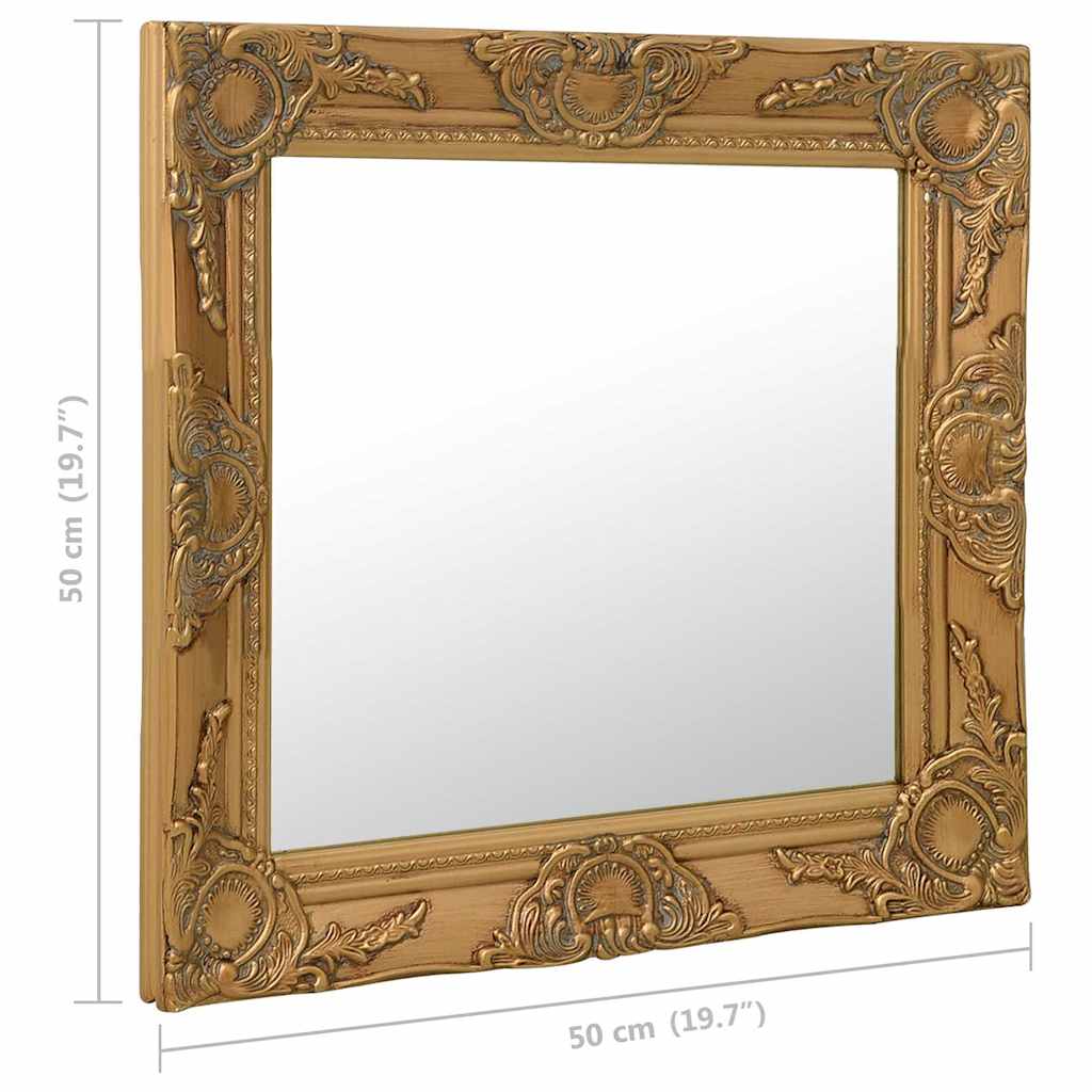 320313 vidaXL Wall Mirror Baroque Style 50x50 cm Gold
