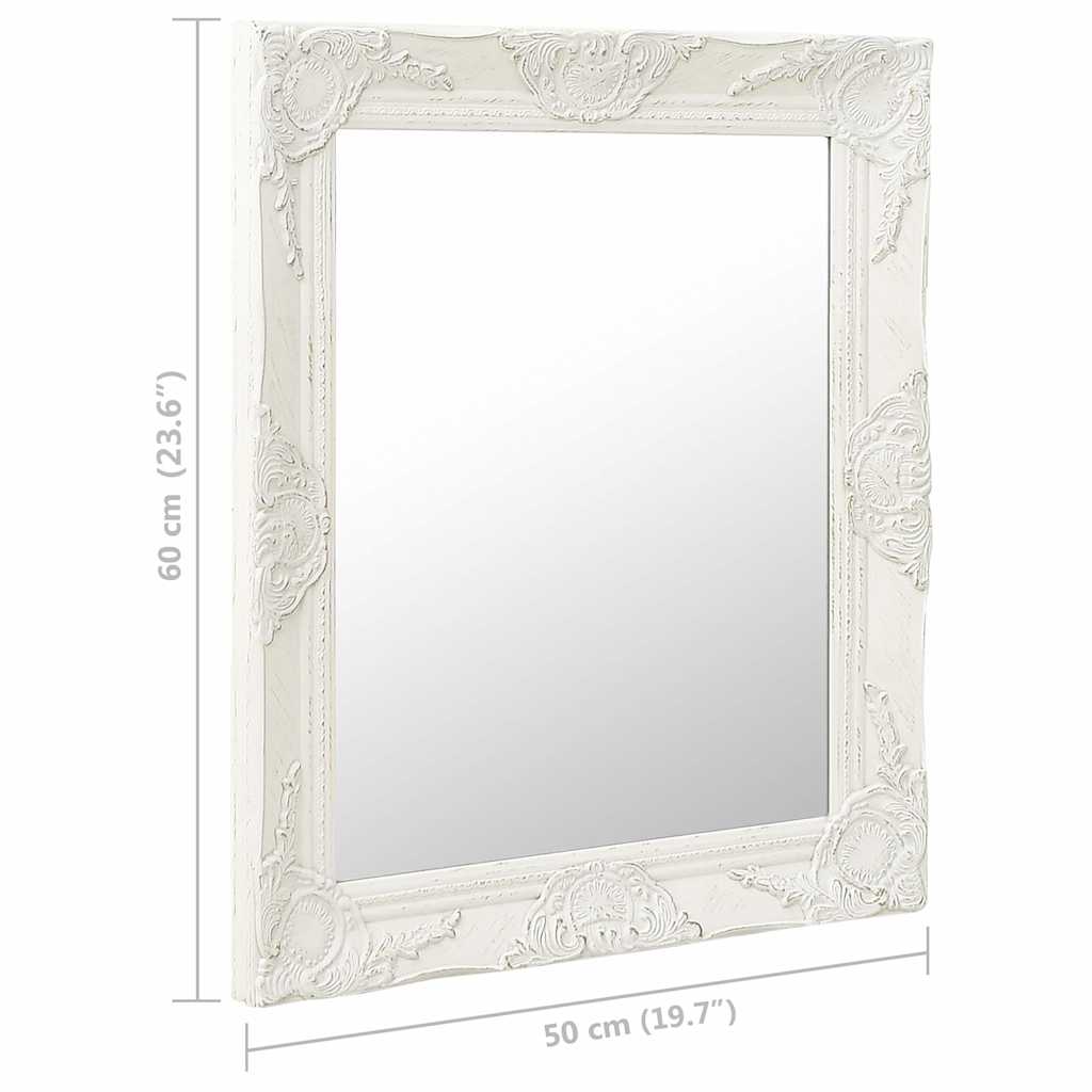 320316 vidaXL Wall Mirror Baroque Style 50x60 cm White