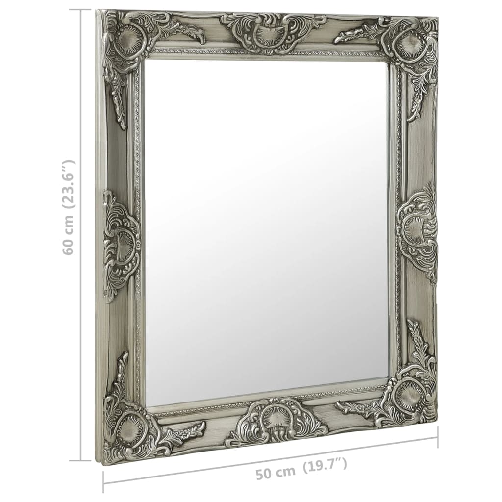 320318 vidaXL Wall Mirror Baroque Style 50x60 cm Silver