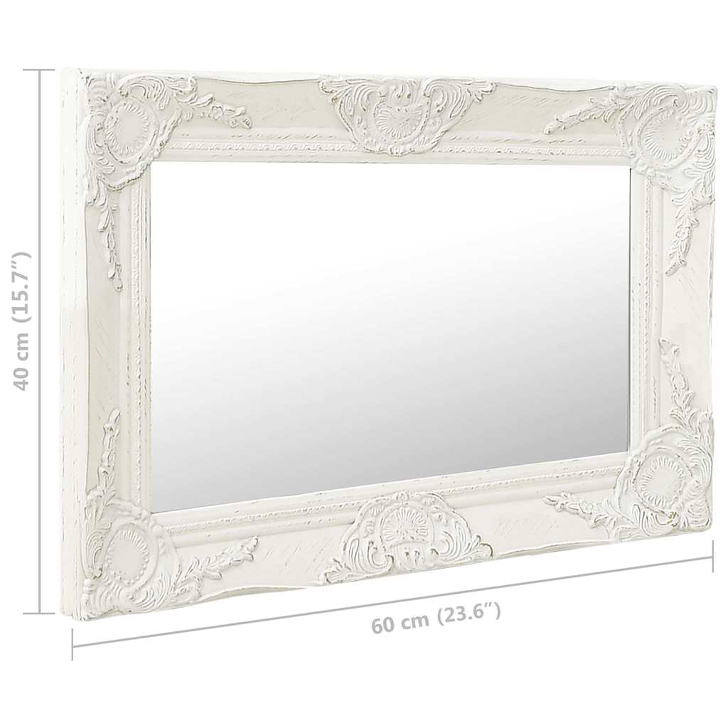 320328 vidaXL Wall Mirror Baroque Style 60x40 cm White