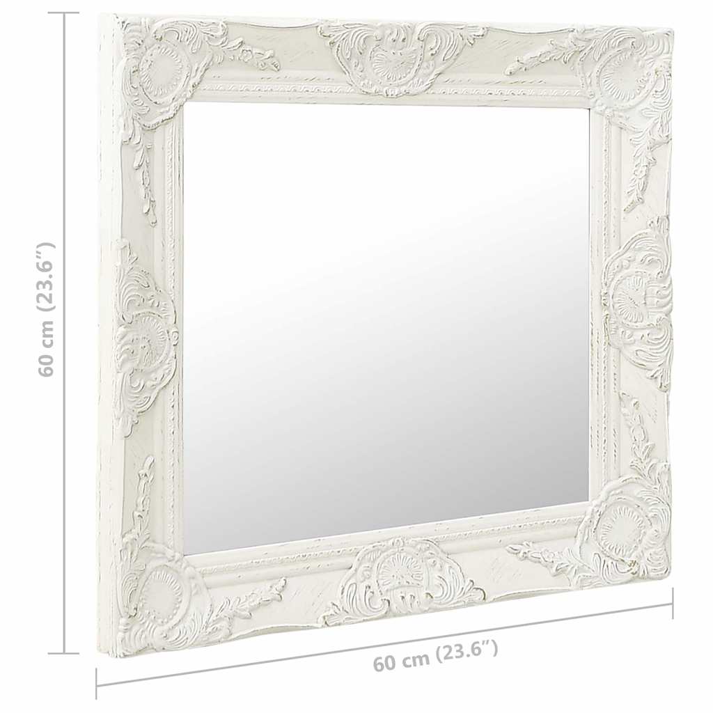 320332 vidaXL Wall Mirror Baroque Style 60x60 cm White