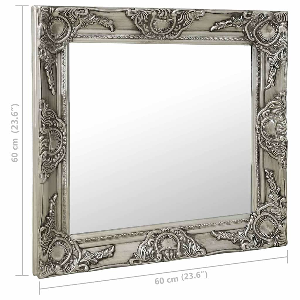 320334 vidaXL Wall Mirror Baroque Style 60x60 cm Silver