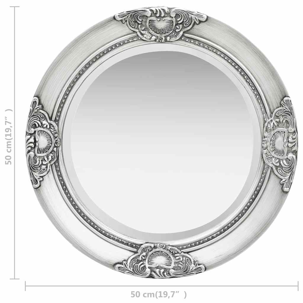 320346 vidaXL Wall Mirror Baroque Style 50 cm Silver