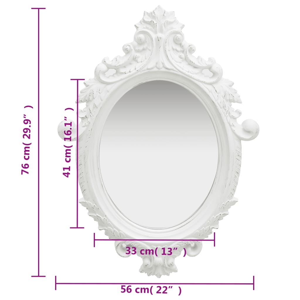 320356 vidaXL Wall Mirror Castle Style 56x76 cm White