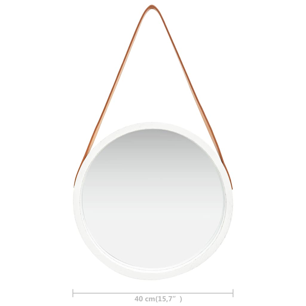 320360 vidaXL Wall Mirror with Strap 40 cm White