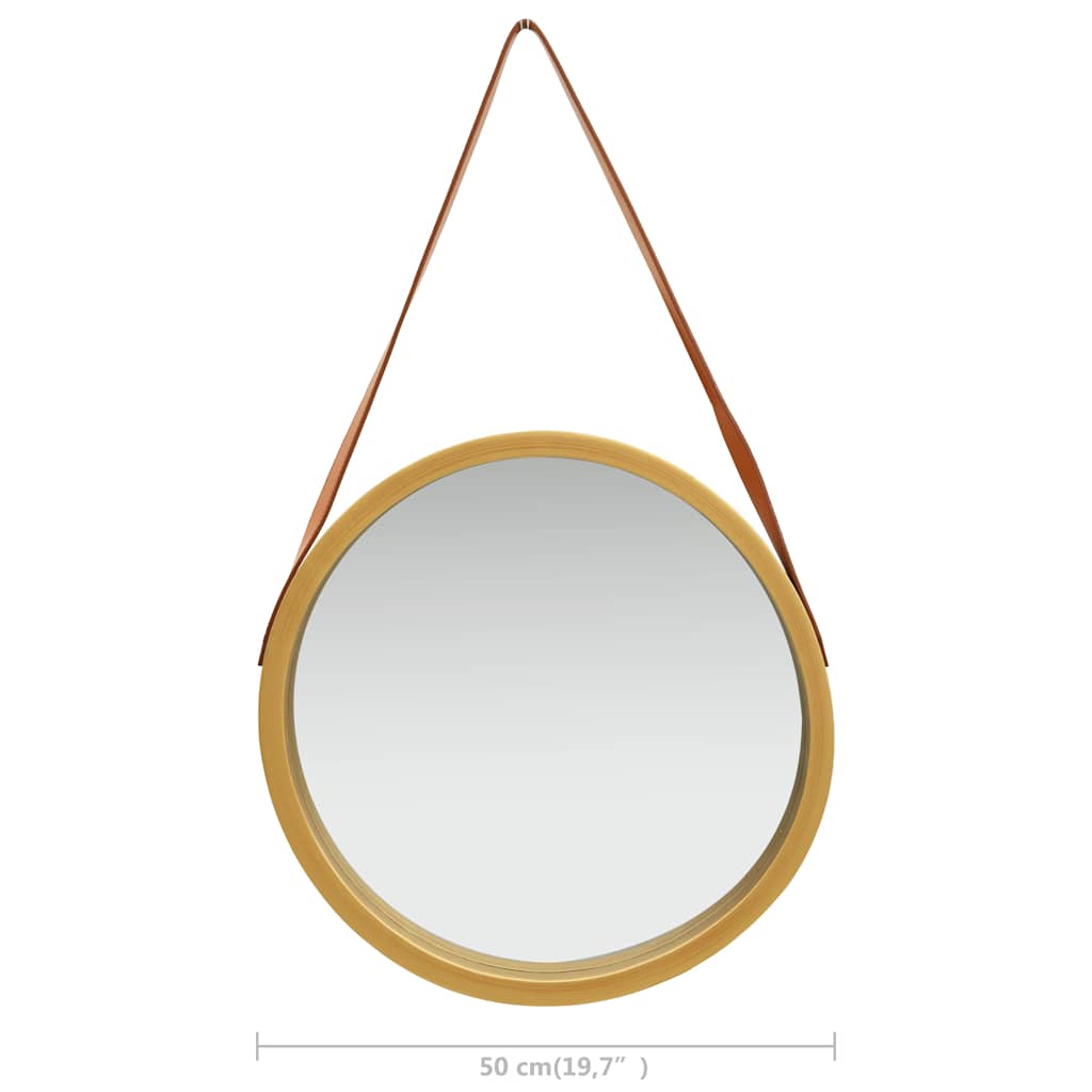 320365 vidaXL Wall Mirror with Strap 50 cm Gold