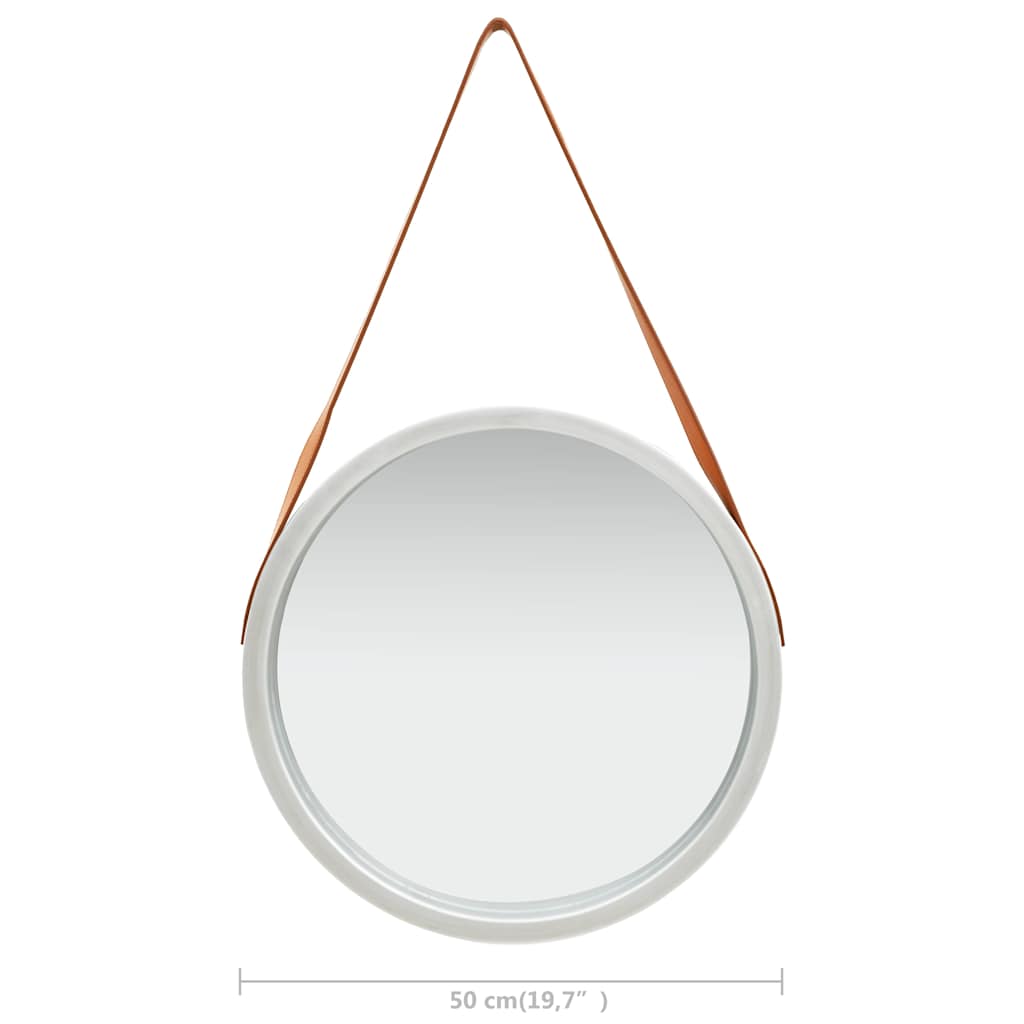 320366 vidaXL Wall Mirror with Strap 50 cm Silver