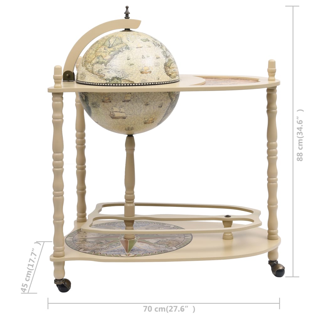 320908 vidaXL Freestanding Globe Bar Wind Stand Eucalyptus Wood Green