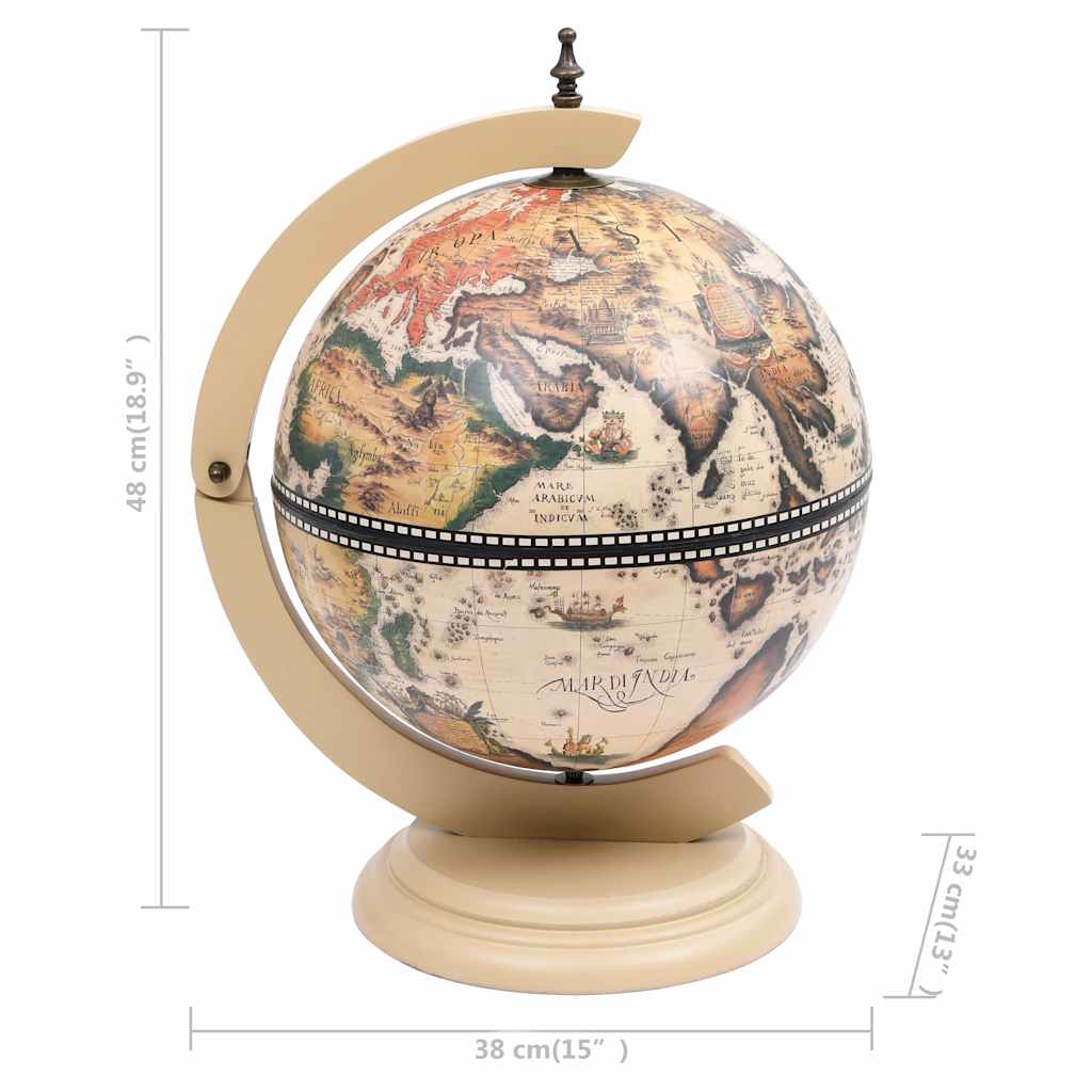320911 vidaXL Tabletop Globe Bar Wine Stand Eucalyptus Wood White