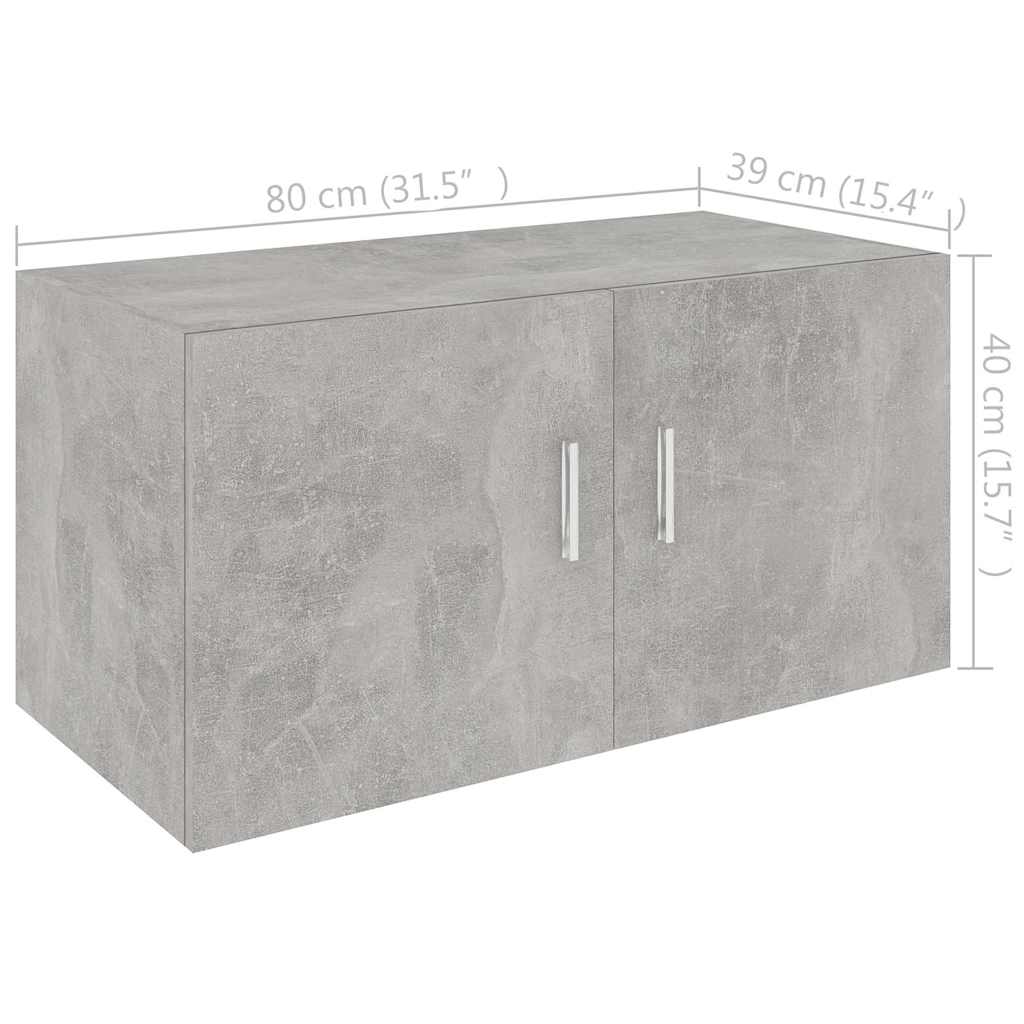 802799 vidaXL Wall Mounted Cabinet Concrete Grey 80x39x40 cm Engineered Wood