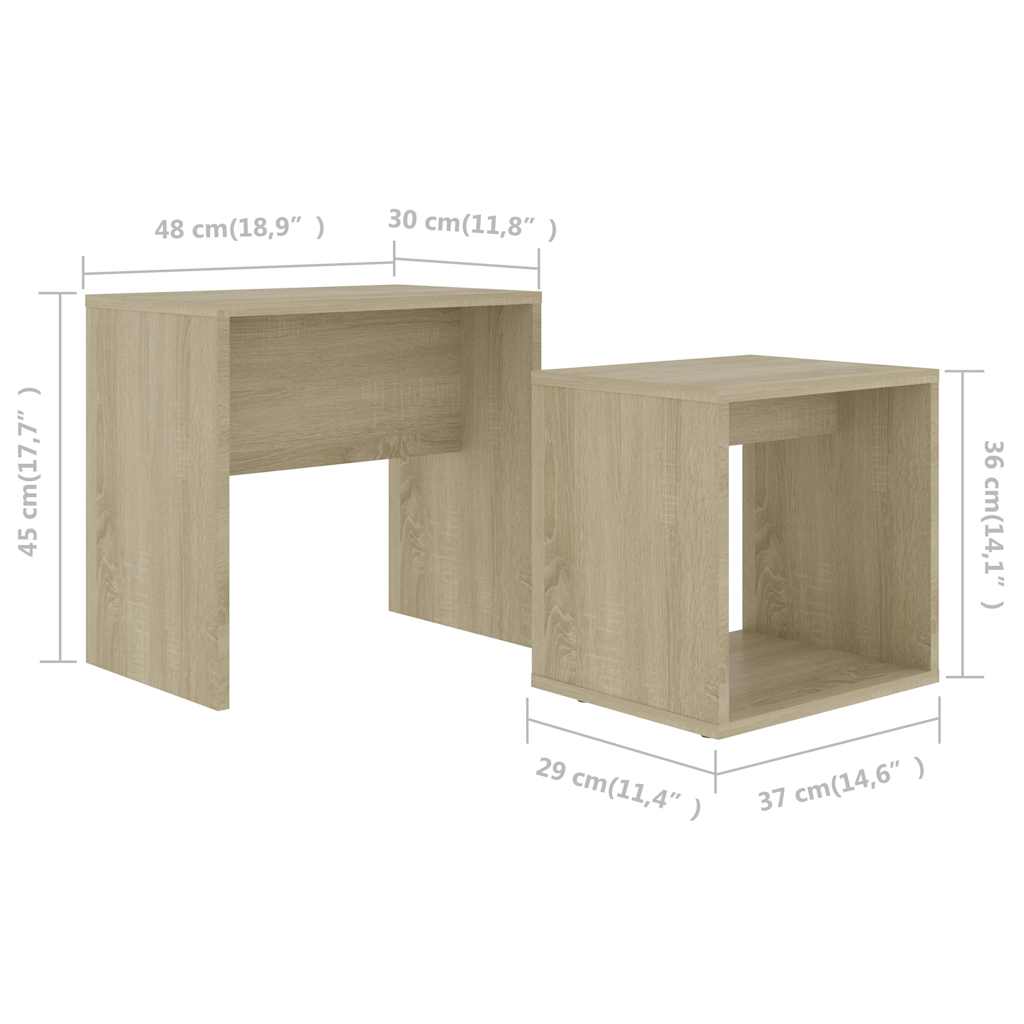 802888 vidaXL Coffee Table Set Sonoma Oak 48x30x45 cm Engineered Wood