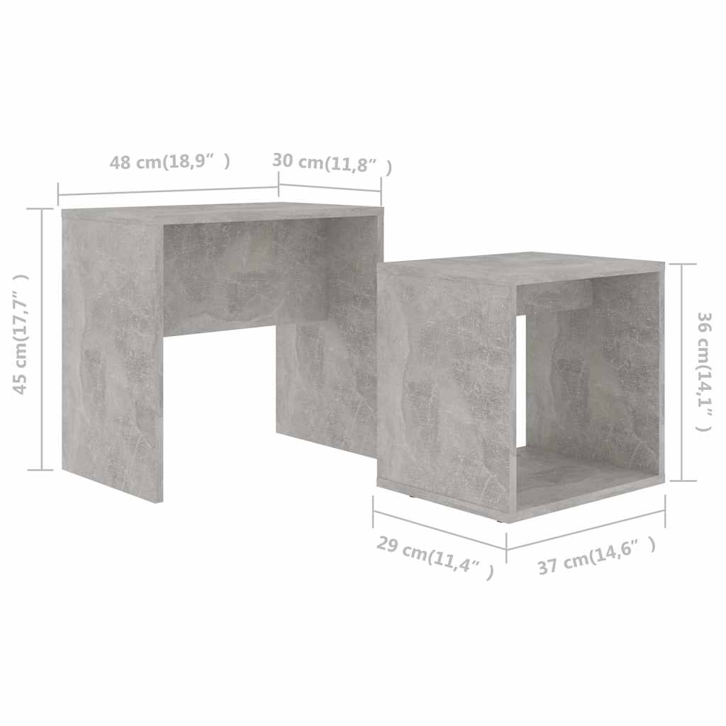 802889 vidaXL Coffee Table Set Concrete Grey 48x30x45 cm Engineered Wood
