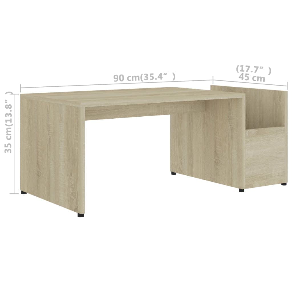 802924 vidaXL Coffee Table Sonoma Oak 90x45x35 cm Engineered Wood