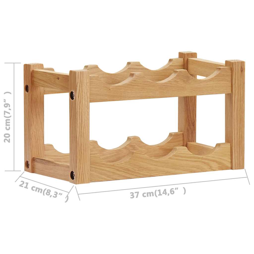 289201 vidaXL Wine Rack for 6 Bottles 37x21x21 cm Solid Oak Wood