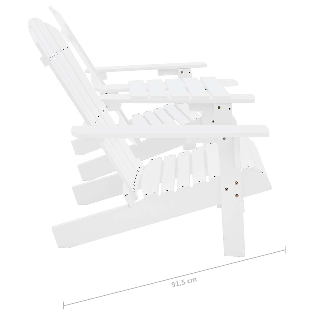 310067 vidaXL Garden Adirondack Chairs with Tea Table Solid Fir Wood White