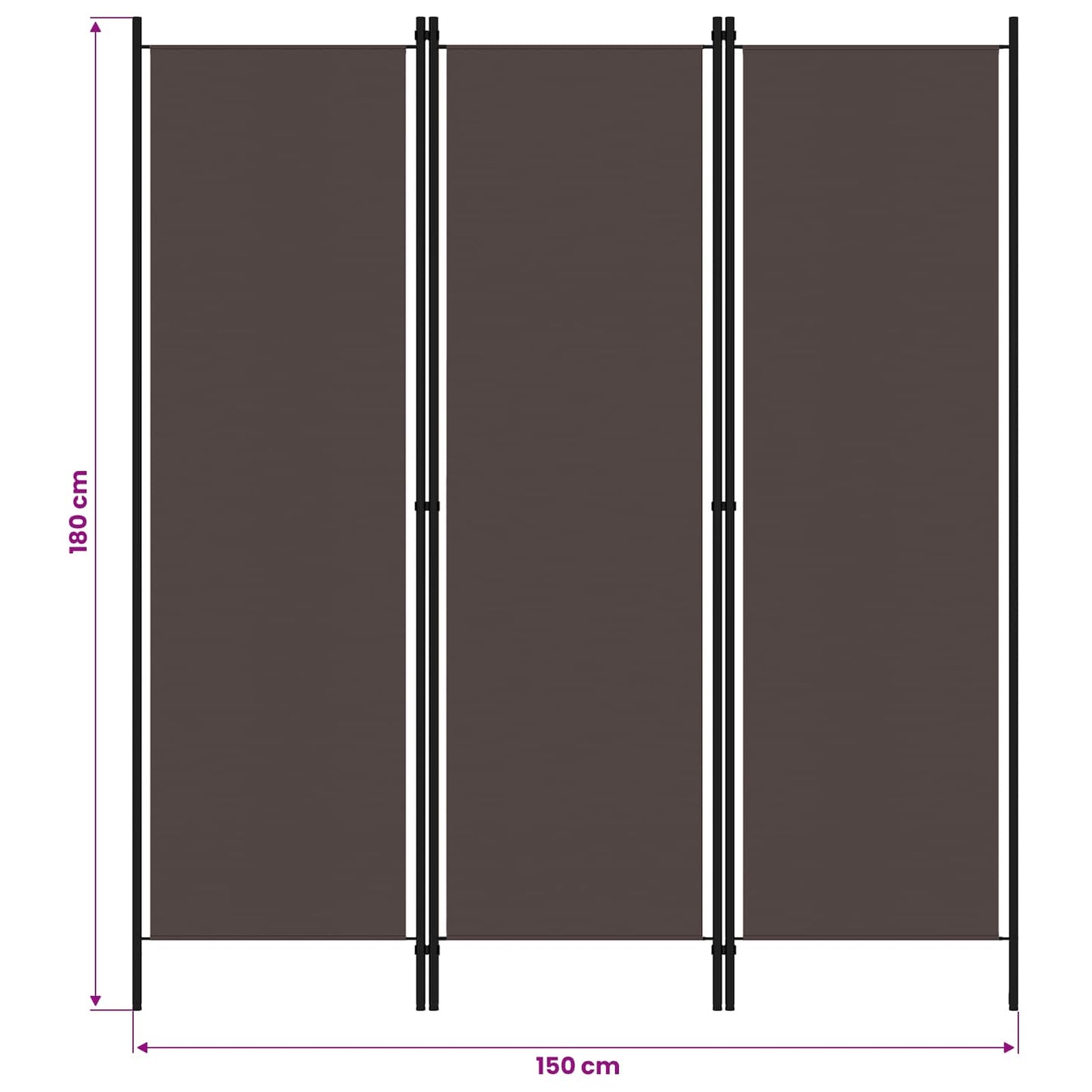 320716 vidaXL 3-Panel Room Divider Brown 150x180 cm