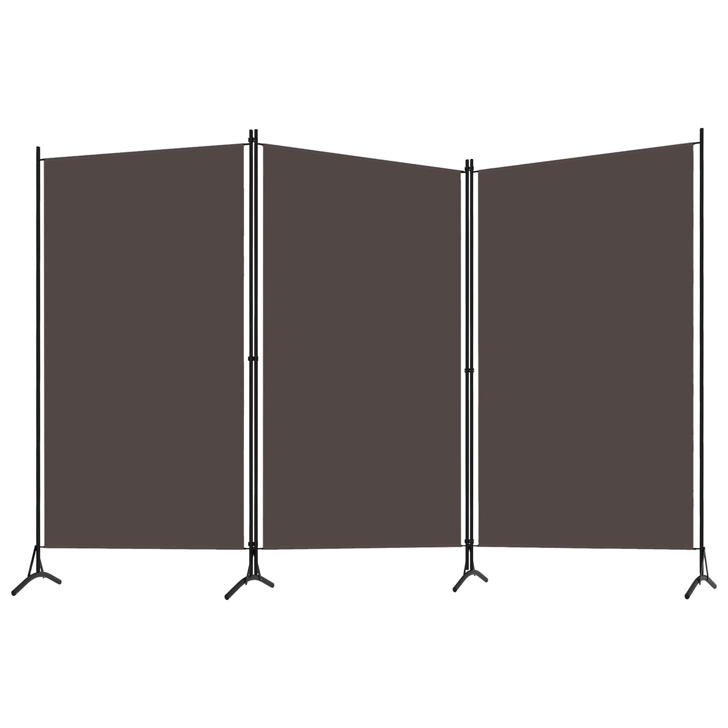 320732 vidaXL 3-Panel Room Divider Brown 260x180 cm Fabric