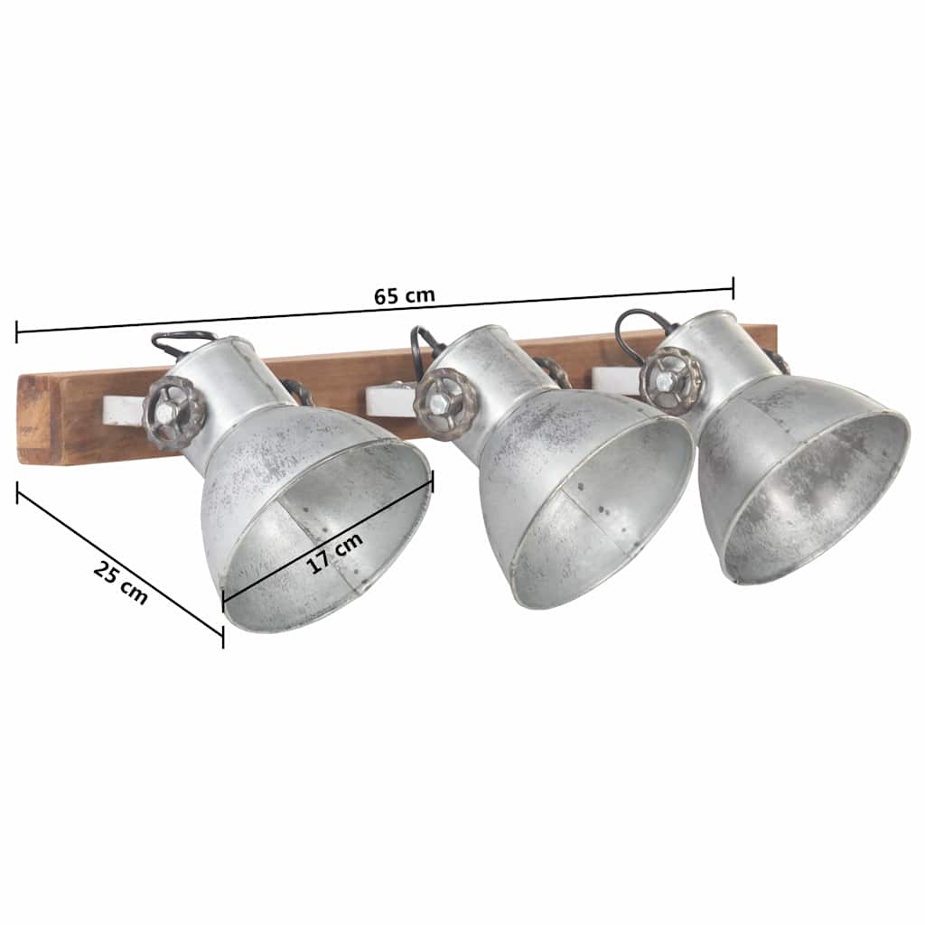 Wall Lamp | Silver and brown | Iron and solid mango wood | Medium
