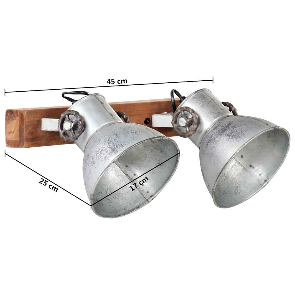320503 vidaXL Industrial Wall Lamp Silver 45x25 cm E27