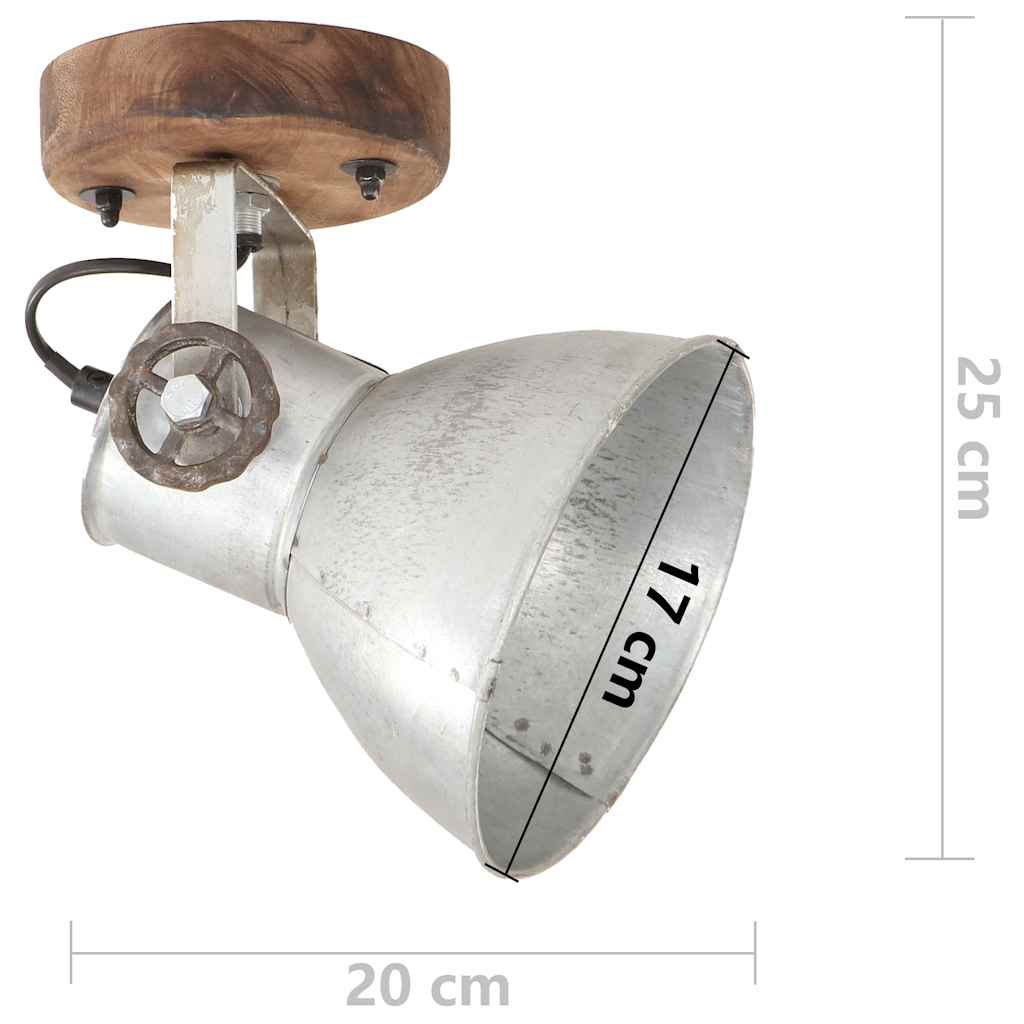 320504 vidaXL Industrial Wall/Ceiling Lamps 2 pcs Silver 20x25 cm E27