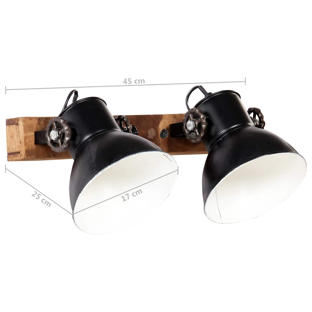 Wall Lamp | black and brown | iron, solid mango wood | Medium