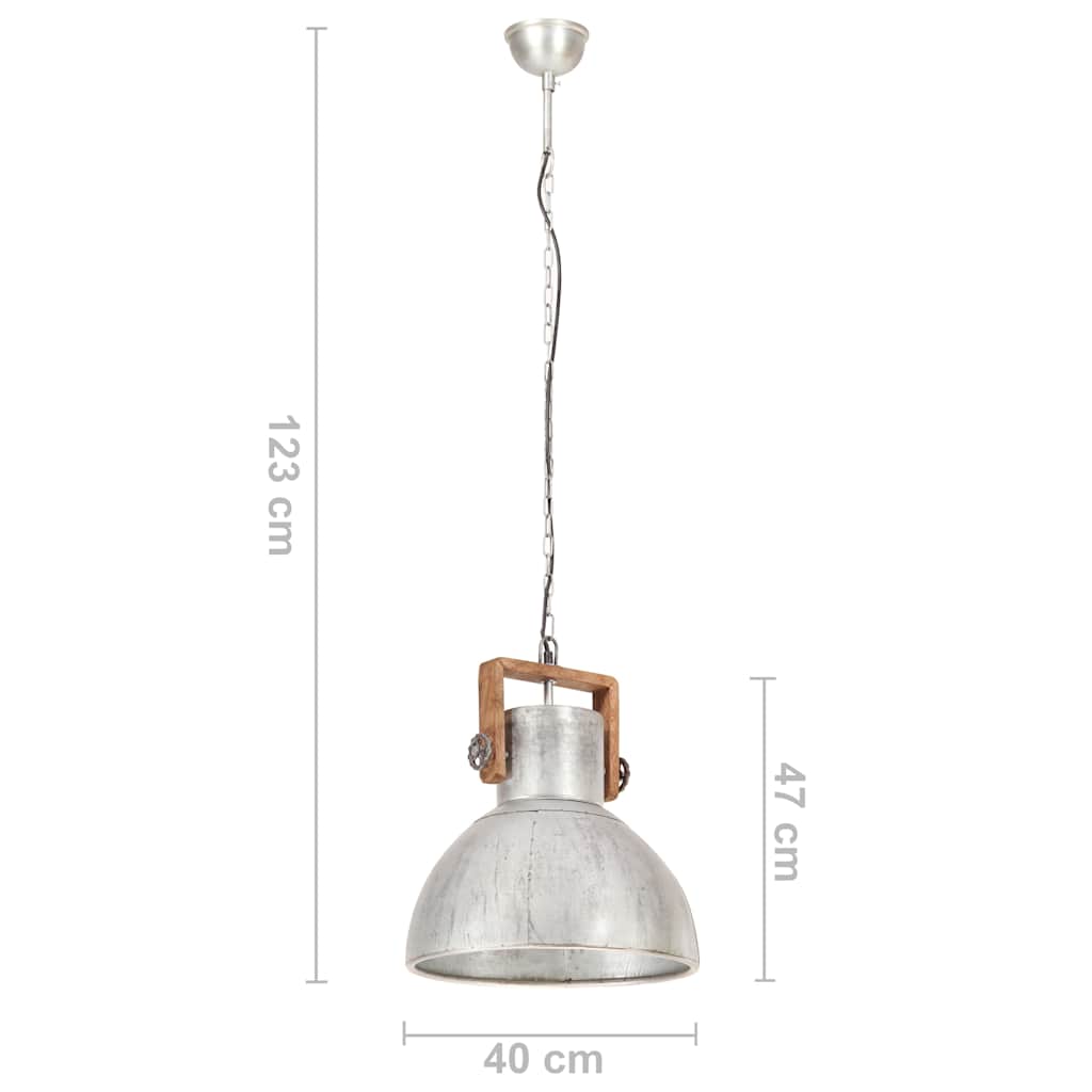 320529 vidaXL Industrial Hanging Lamp 25 W Silver Round 40 cm E27