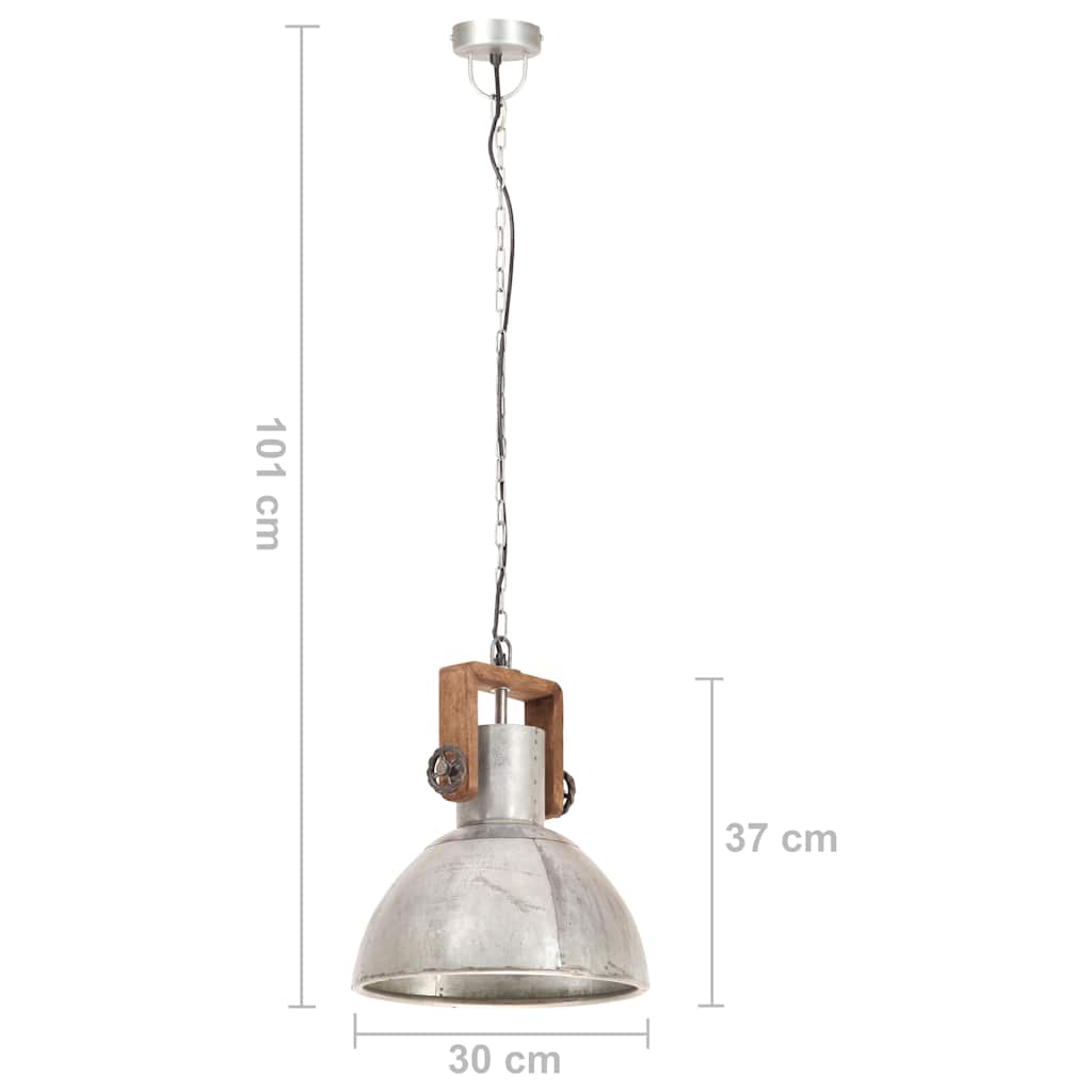 Industrial Hanging Lamp 25 W Silver Round 30 cm E27