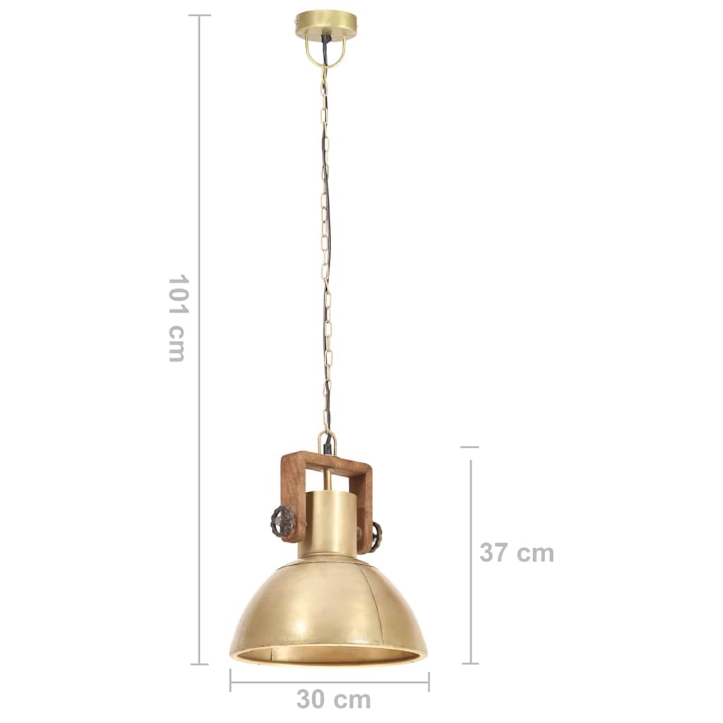 Hanging Lamp | Brass, Brown | Iron with brass plating, Solid mango wood