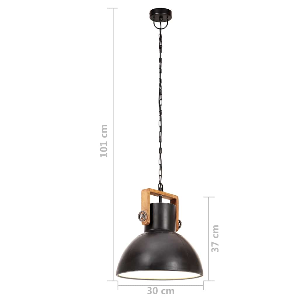 Hanging Lamp | Black and brown | Iron and solid mango wood | Medium
