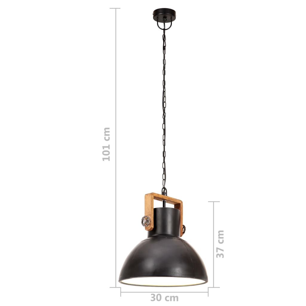 320536 vidaXL Industrial Hanging Lamp 25 W Black Round 30 cm E27