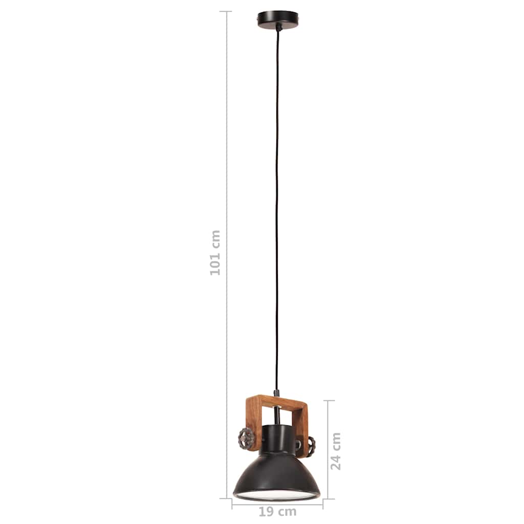 320537 vidaXL Industrial Hanging Lamp 25 W Black Round 19 cm E27