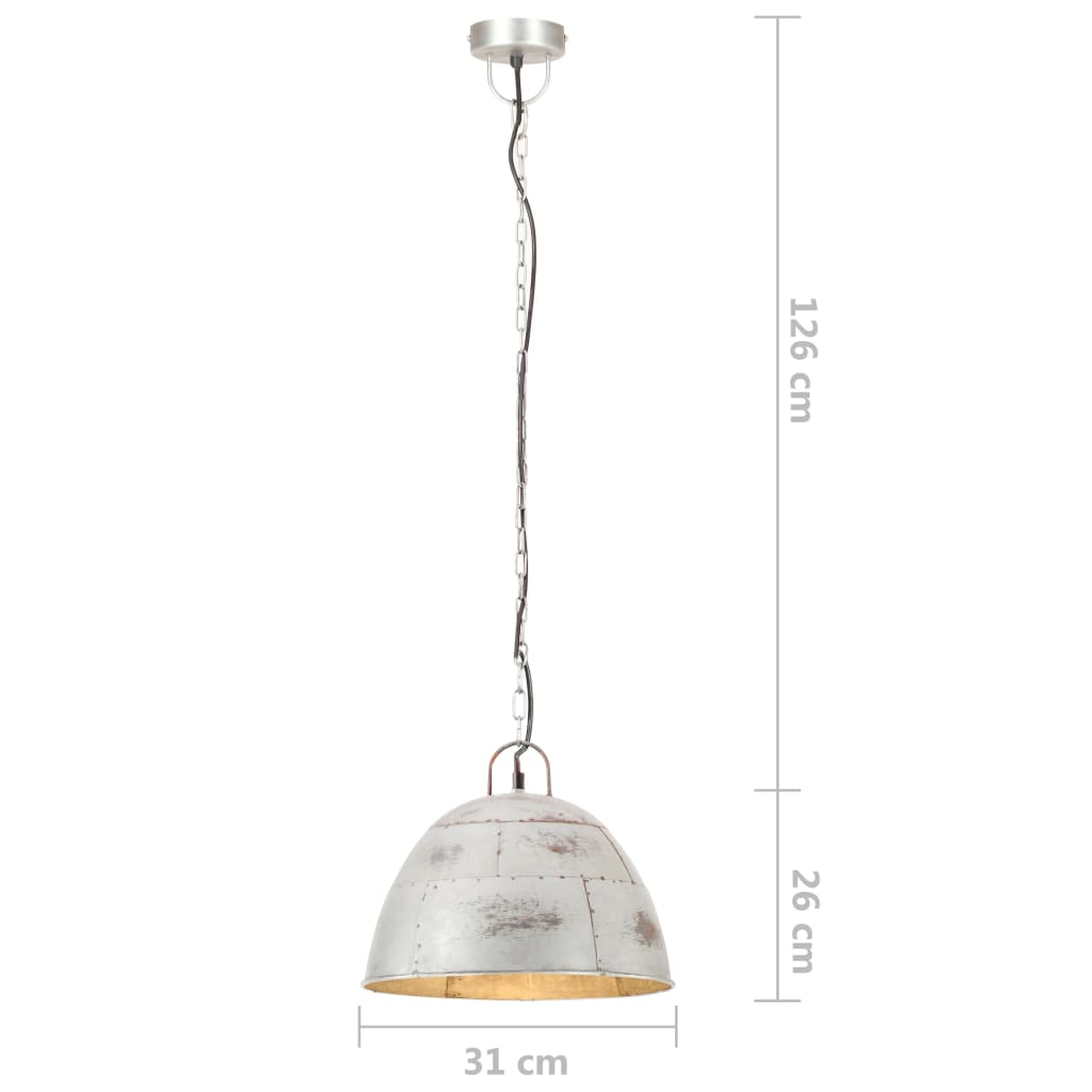Industrial Vintage Hanging Lamp 25 W Silver Round 31 cm E27