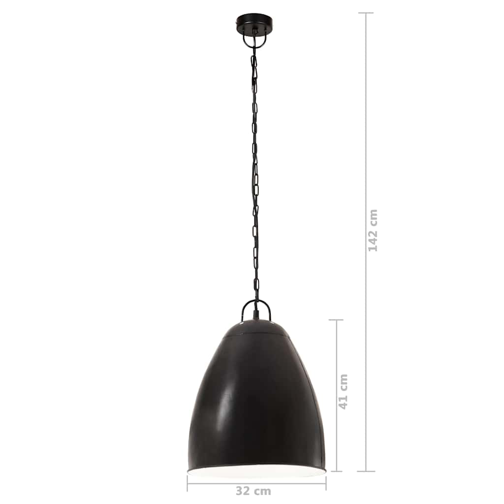 320561 vidaXL Industrial Hanging Lamp 25 W Black Round 32 cm E27