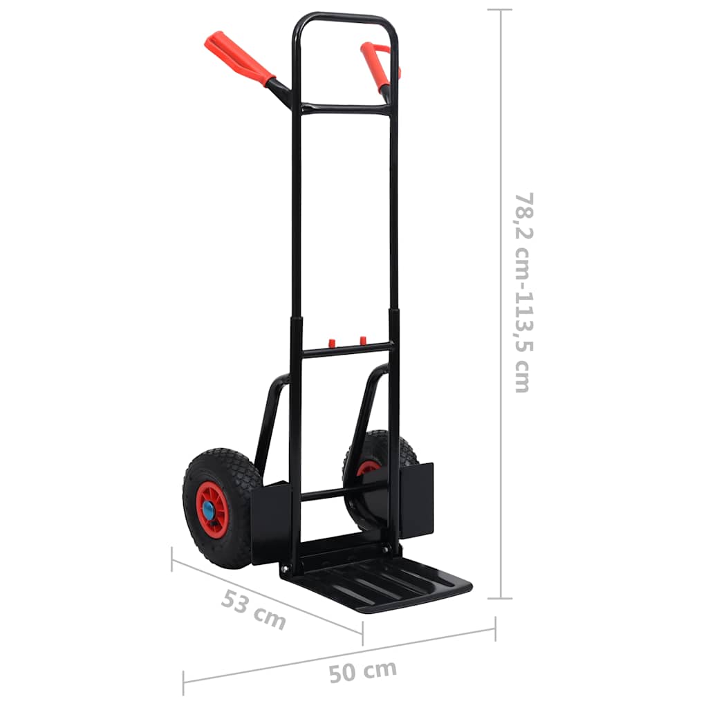 146665 vidaXL Telescopic Hand Trolley 200 kg Black and Red