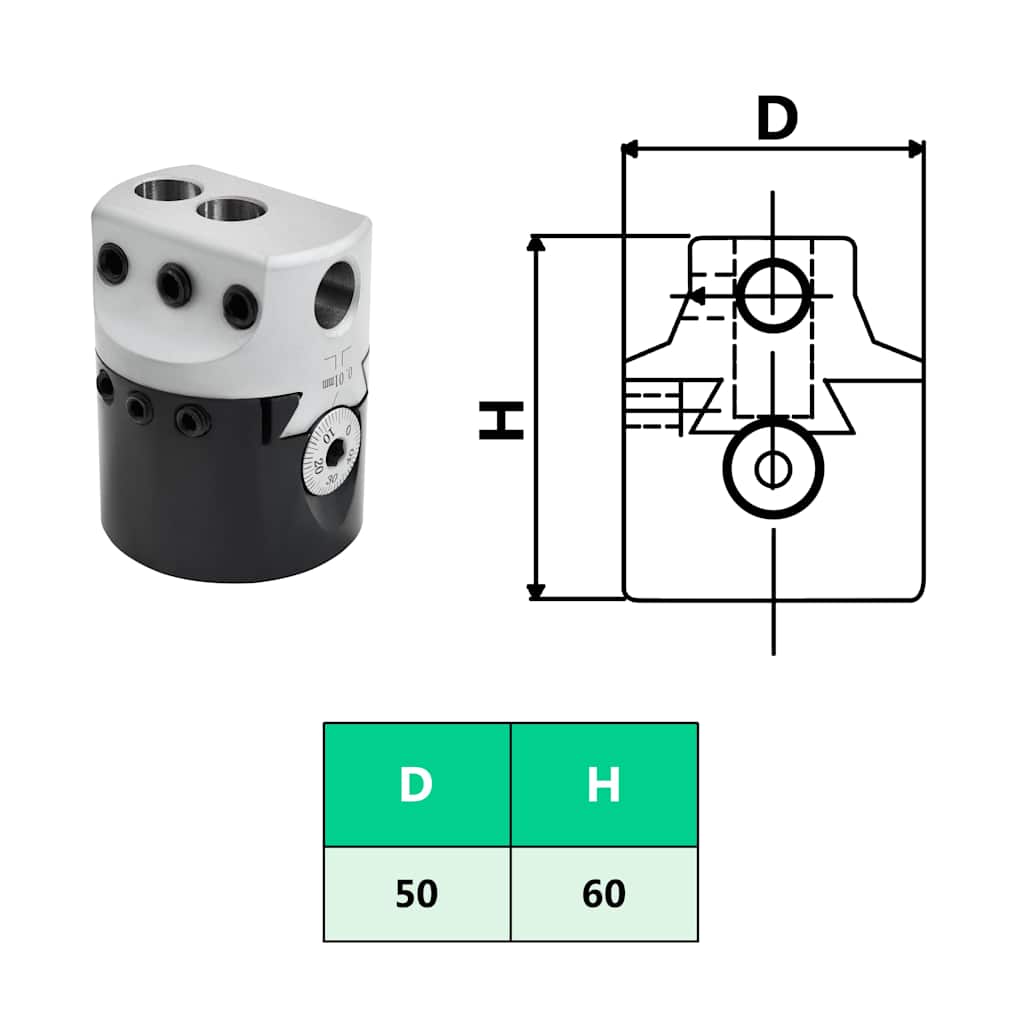 50 mm Boring Head with MT2 Boring Shank for Lathe Milling