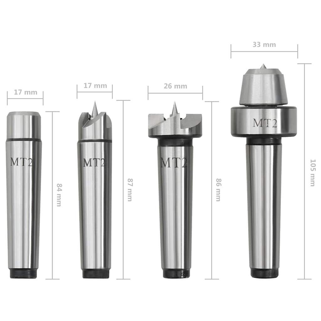 146687 vidaXL Wood Lathe Centers 4 pcs MT2 Steel