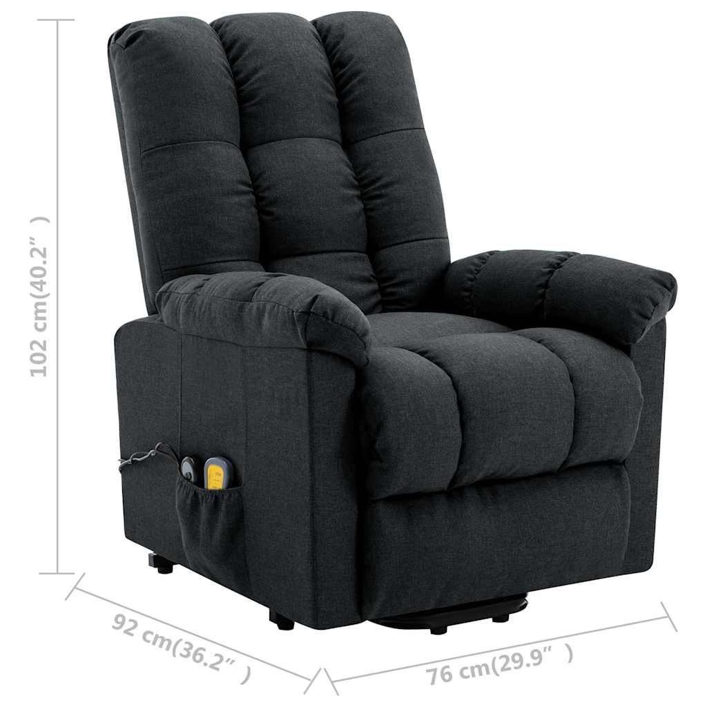 Stand-up Massage Recliner Dark Grey Fabric