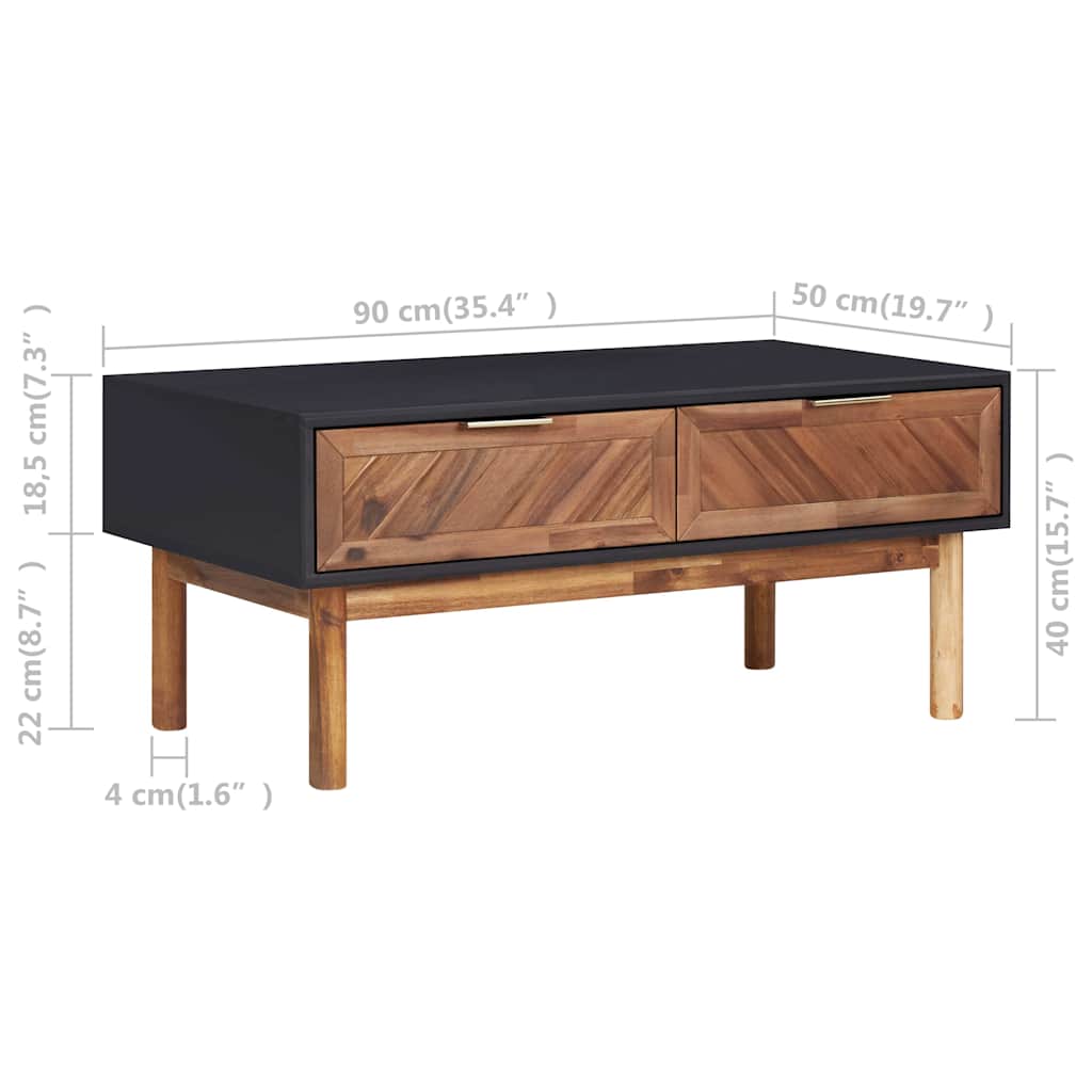 289908 vidaXL Coffee Table 90x50x40 cm Solid Acacia Wood and MDF