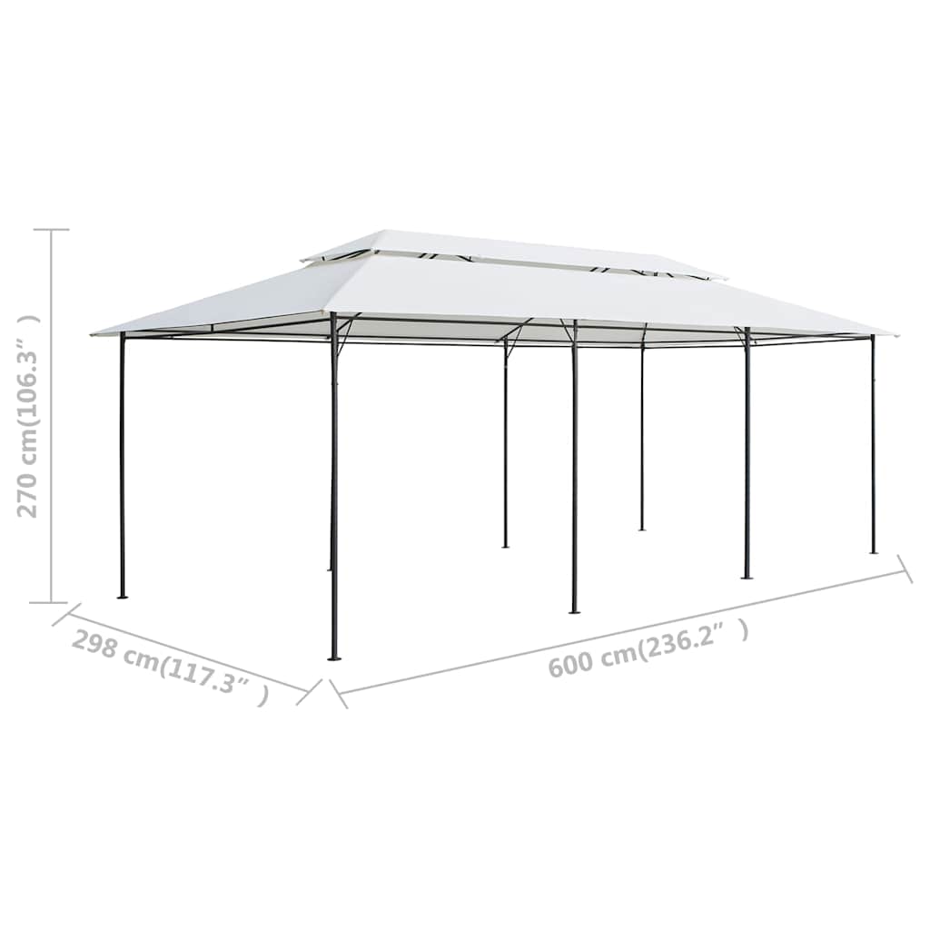 Gazebo with Curtains 600x298x270 cm White 180g/m²