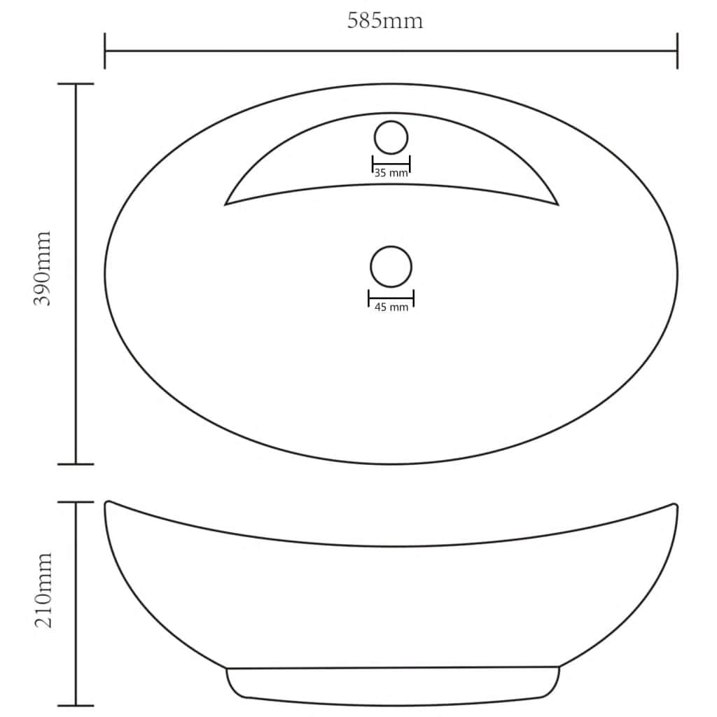 Luxury Basin Overflow Oval Matt Dark Blue 58.5x39 cm Ceramic