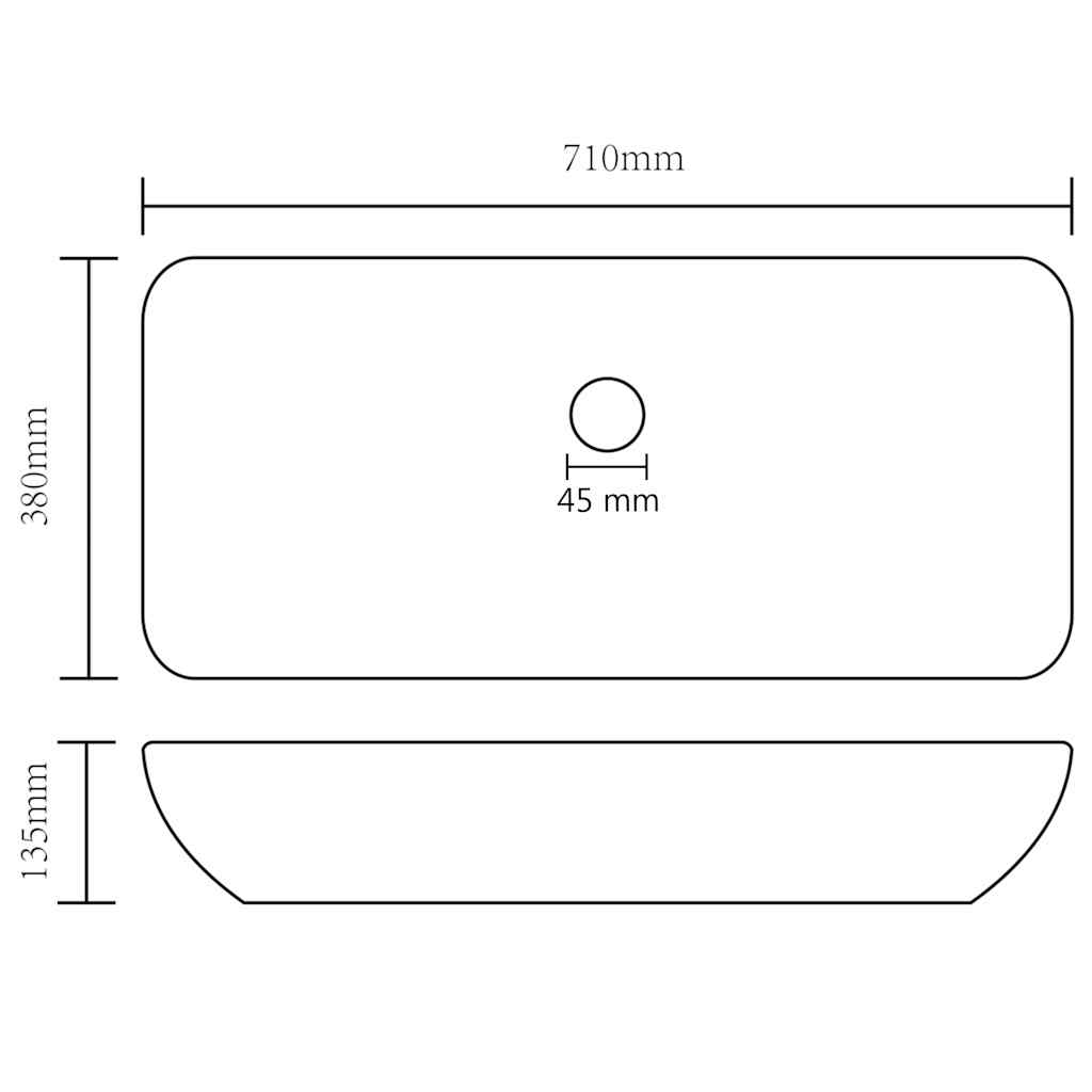 146964 vidaXL Luxury Basin Rectangular Matt Black 71x38 cm Ceramic