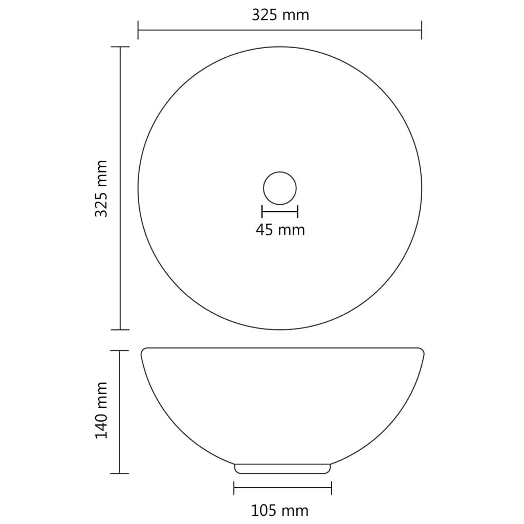146972 vidaXL Luxury Bathroom Basin Round Matt Dark Grey 32,5x14 cm Ceramic