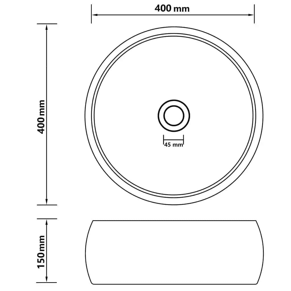 147001 vidaXL Luxury Wash Basin Round Matt Dark Blue 40x15 cm Ceramic