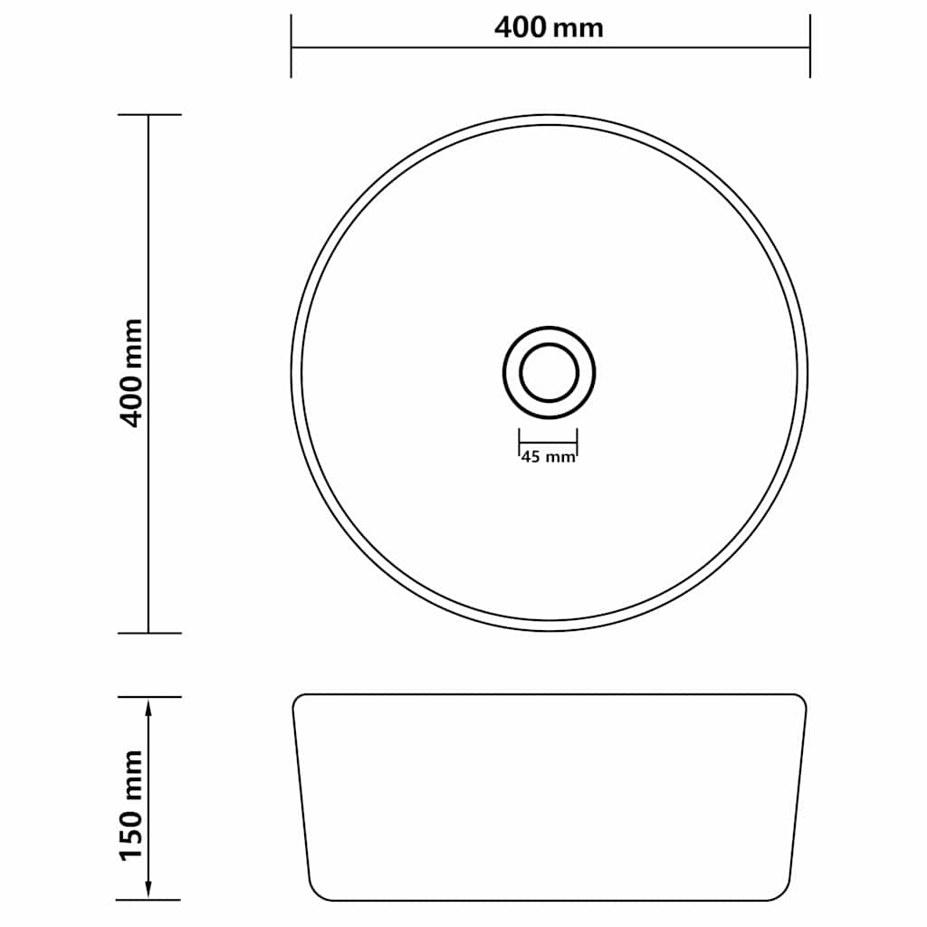 147009 vidaXL Luxury Wash Basin Round Matt White 40x15 cm Ceramic