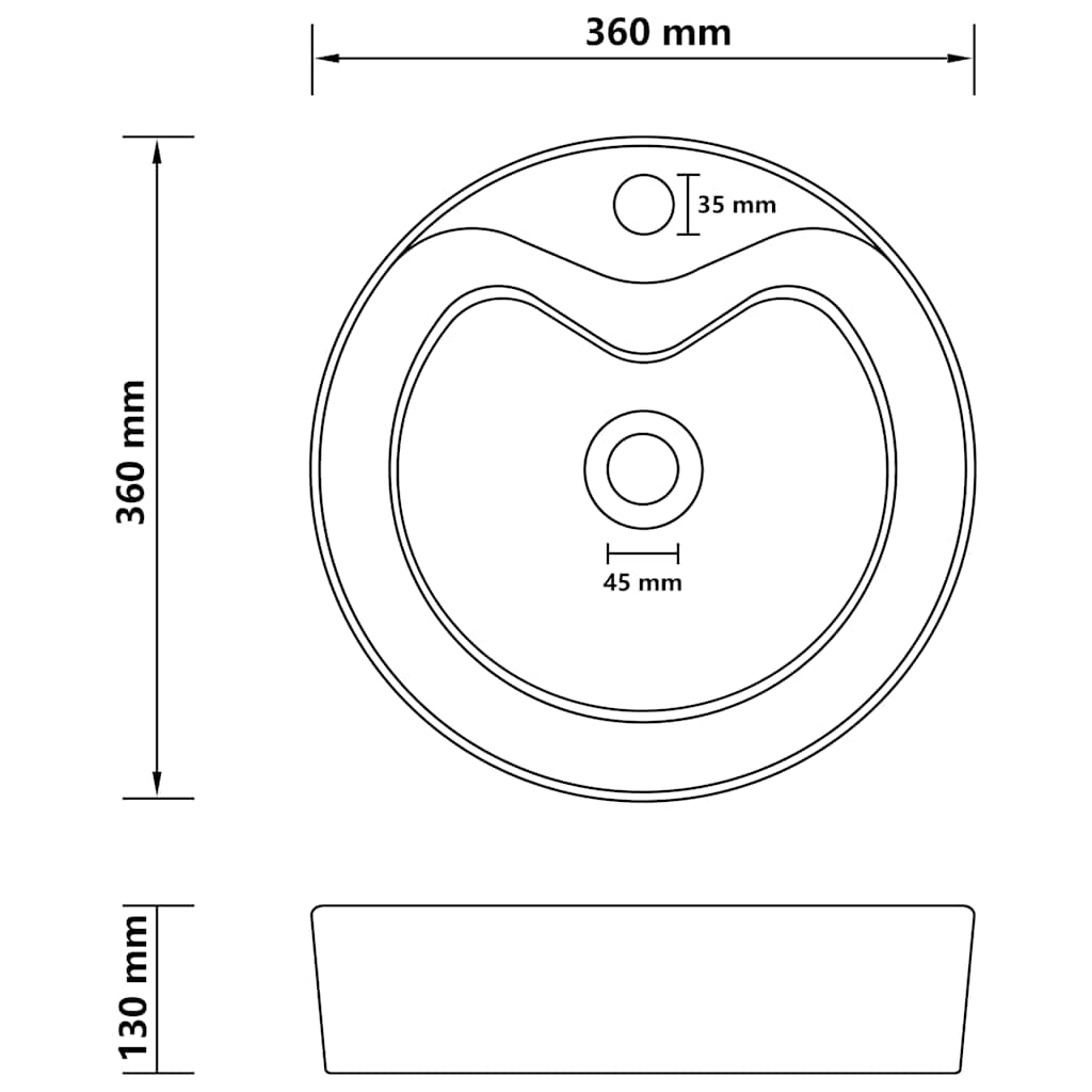 147039 vidaXL Luxury Wash Basin with Overflow Matt Dark Brown 36x13 cm Ceramic