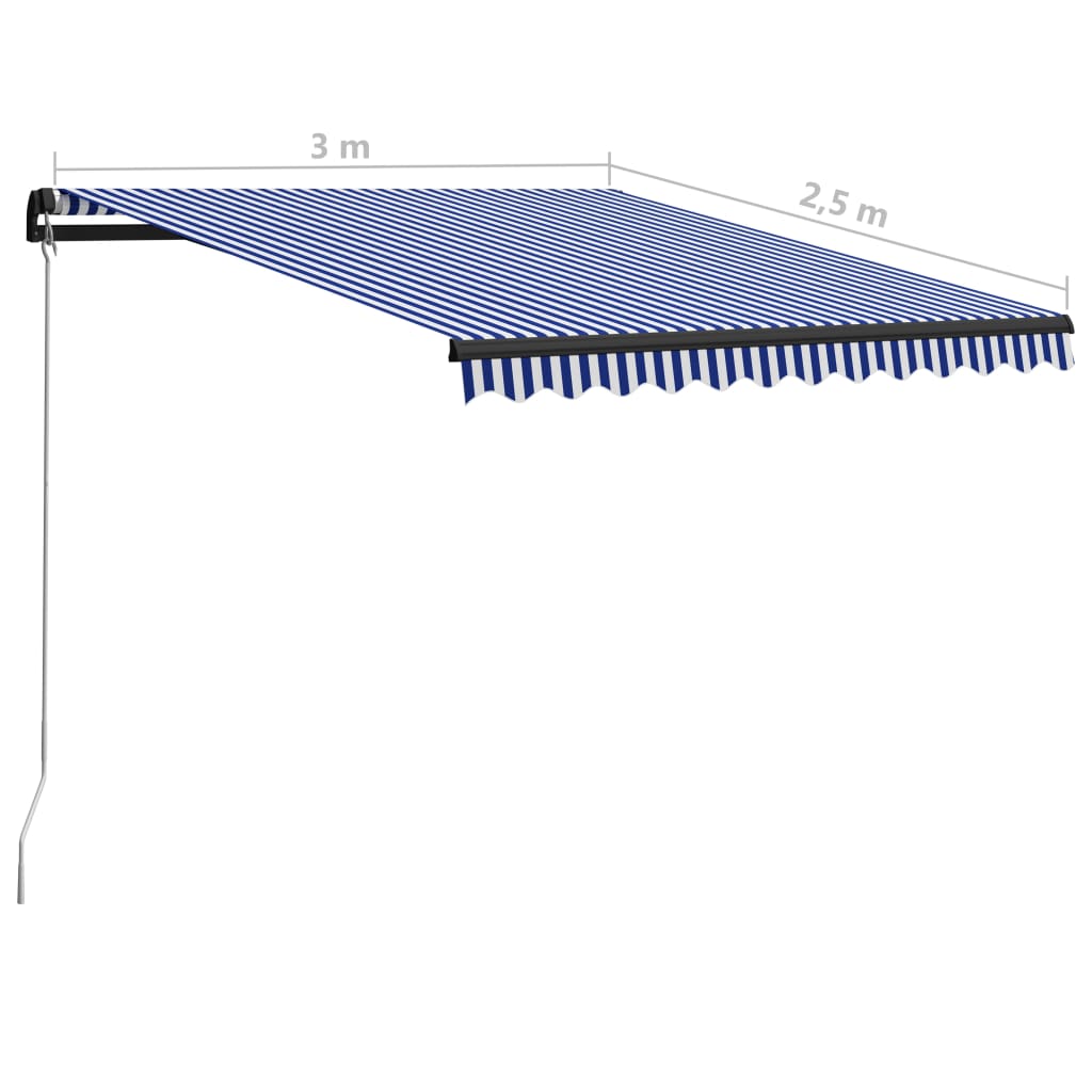 Manual Retractable Awning 300x250 cm Blue and White